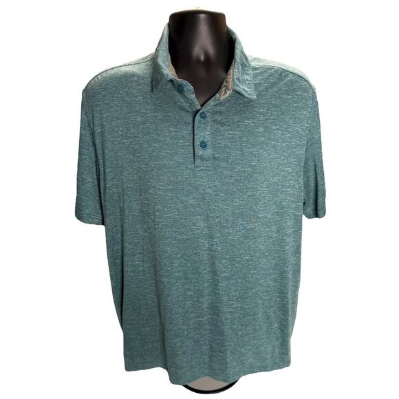 G.H. Bass & Co. Men’s Heather Teal Polo Shirt Size L Performance Stretch Casual - Picture 1 of 9